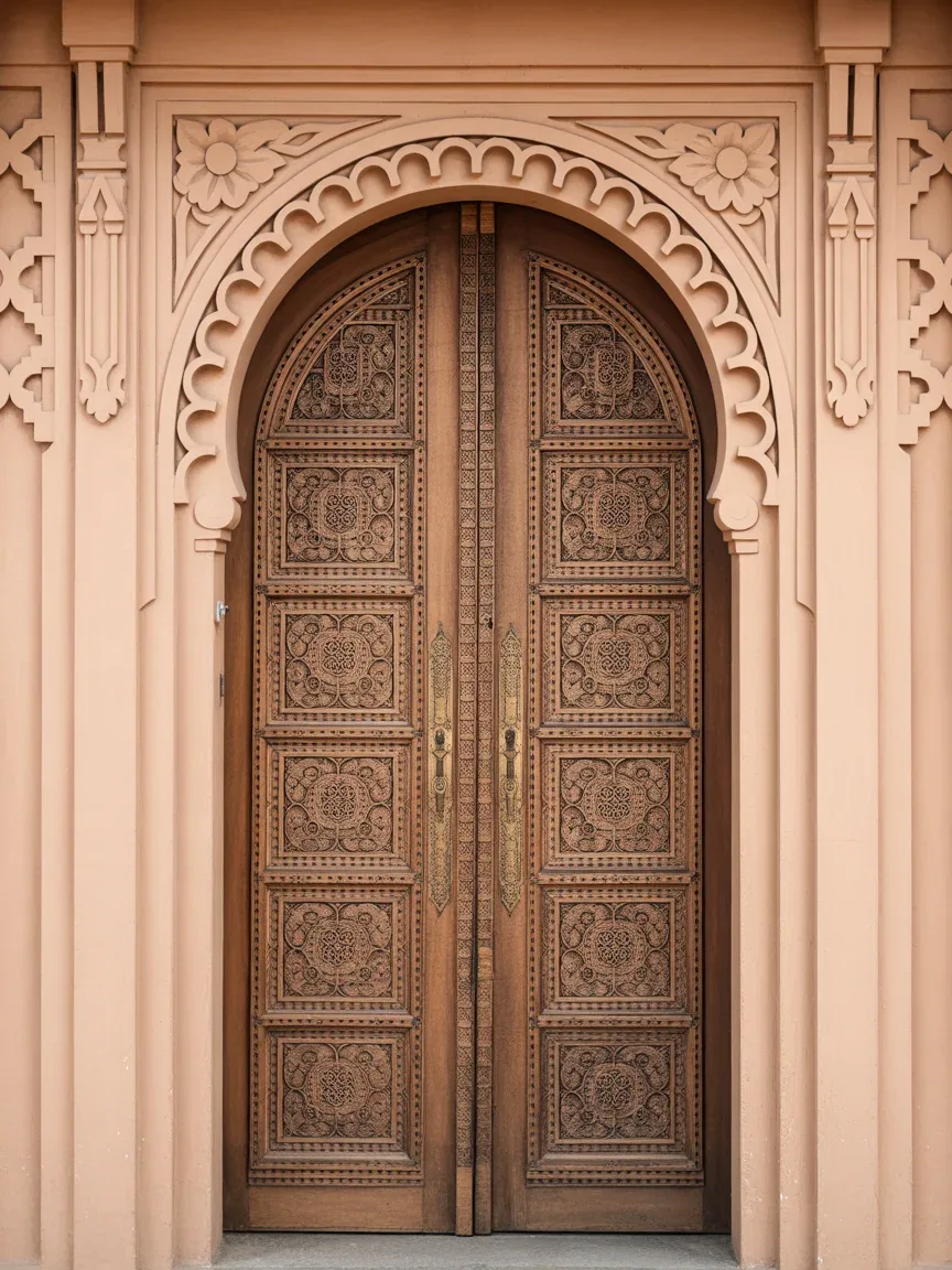 14. Carved Wooden Door With Cultural Motifs 14. Carved Wooden Door With Cultural Motifs