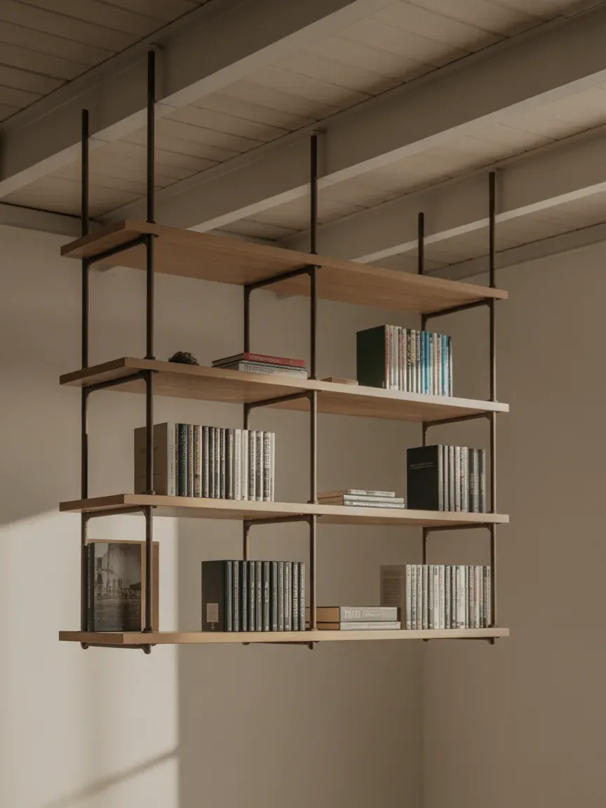 25. Ceiling-Hung Bookshelves 25. Ceiling-Hung Bookshelves