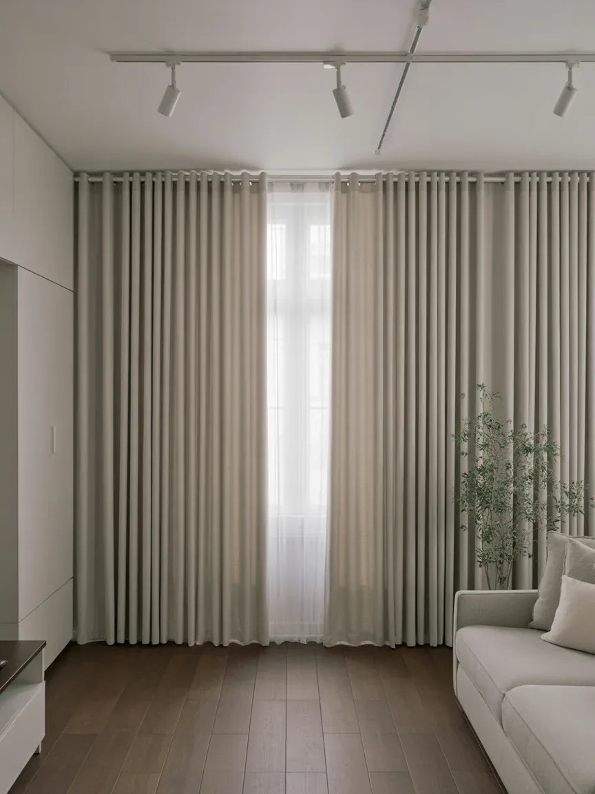 13. Ceiling-Mounted Curtains For Height Illusion 13. Ceiling-Mounted Curtains For Height Illusion