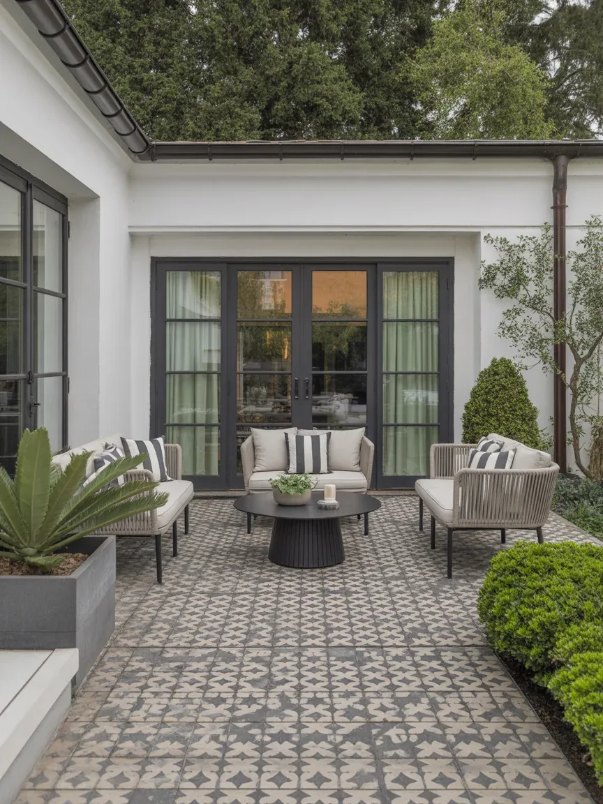 5. Chic Black and White Patterned Pavers 5. Chic Black and White Patterned Pavers