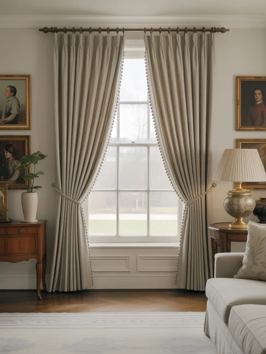 17. Classic Pleated Drapes With Tailored Finish 17. Classic Pleated Drapes With Tailored Finish