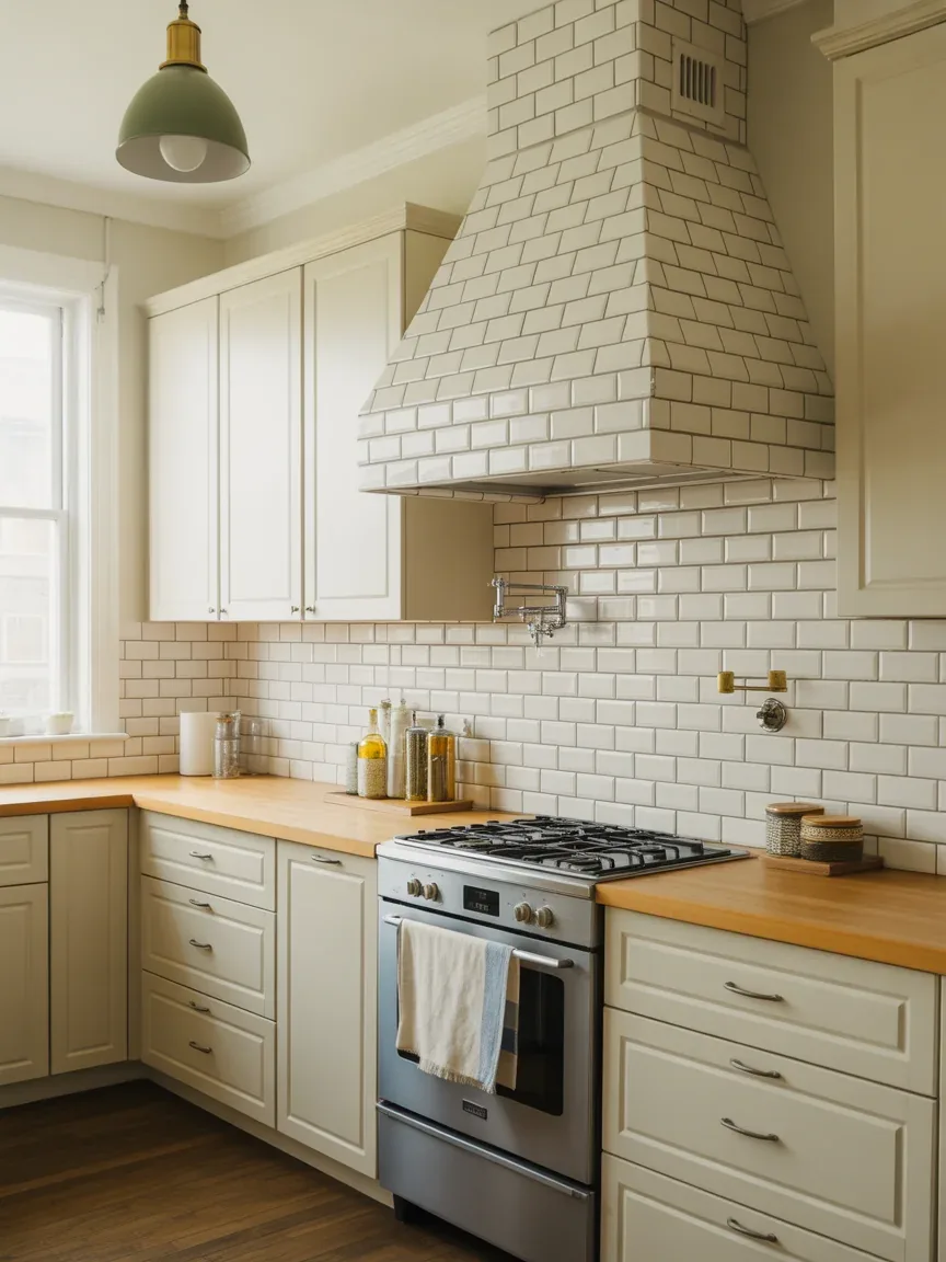 21. Classic Subway Tile Wrapped Hood 21. Classic Subway Tile Wrapped Hood