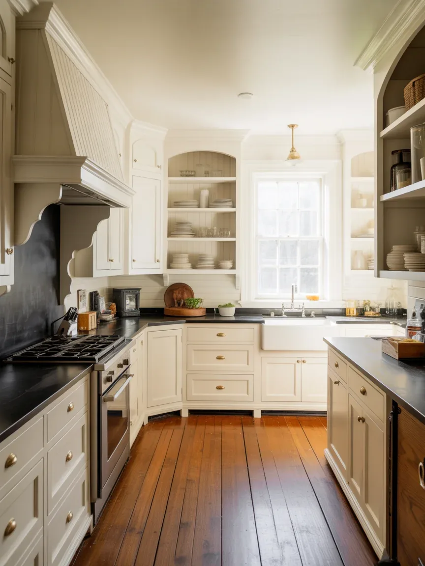 1. Classic White Colonial Kitchen With Soapstone Counters 1. Classic White Colonial Kitchen With Soapstone Counters