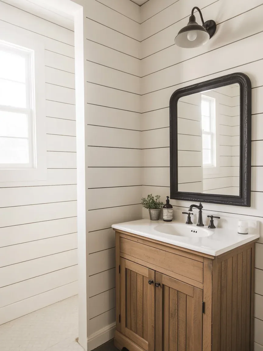 1. Classic White Farmhouse With Shiplap Walls 1. Classic White Farmhouse With Shiplap Walls