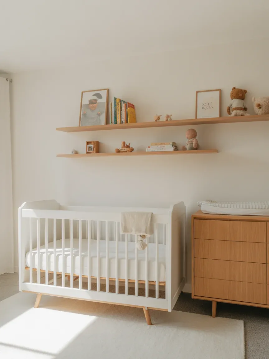 2. Classic White & Wood Minimalist Nursery 2. Classic White & Wood Minimalist Nursery