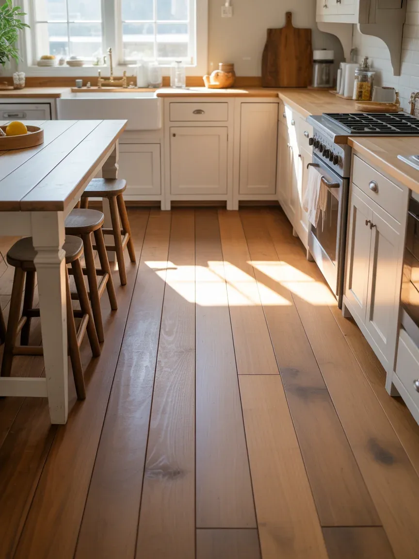 1. Classic Wide-Plank Natural Oak Farmhouse Kitchen 1. Classic Wide-Plank Natural Oak Farmhouse Kitchen