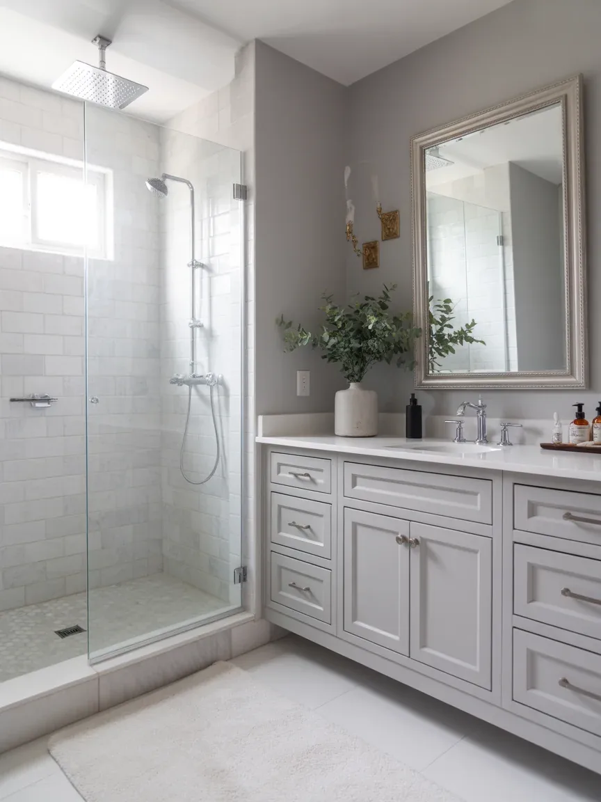 15. Cloud Gray Soft Modern Bathroom 15. Cloud Gray Soft Modern Bathroom