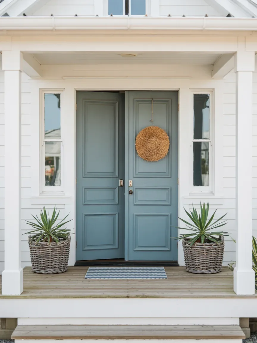 8. Coastal Blue Paneled Double Doors 8. Coastal Blue Paneled Double Doors