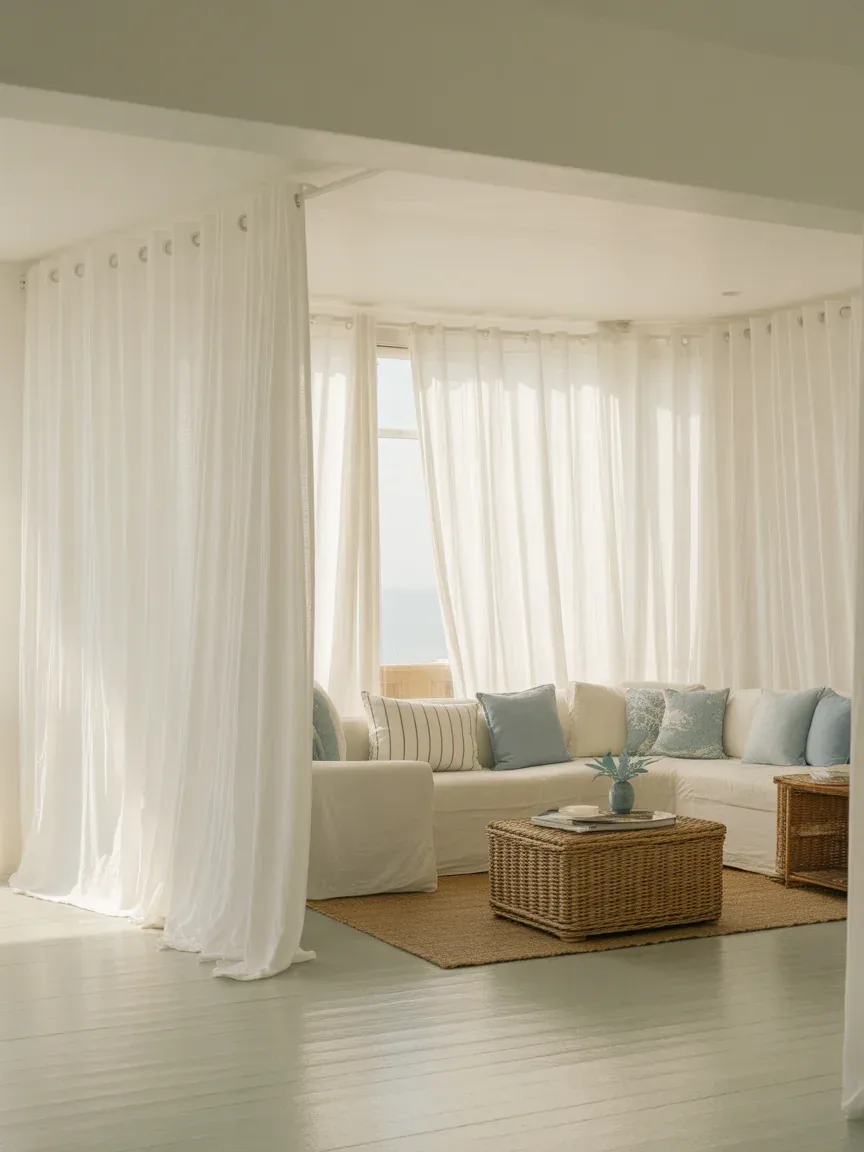18. Coastal Breezy White Curtains 18. Coastal Breezy White Curtains