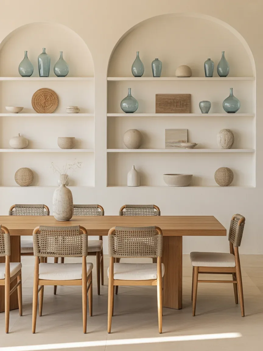 6. Coastal Dining Room Shelves With Soft Blue Accents 6. Coastal Dining Room Shelves With Soft Blue Accents