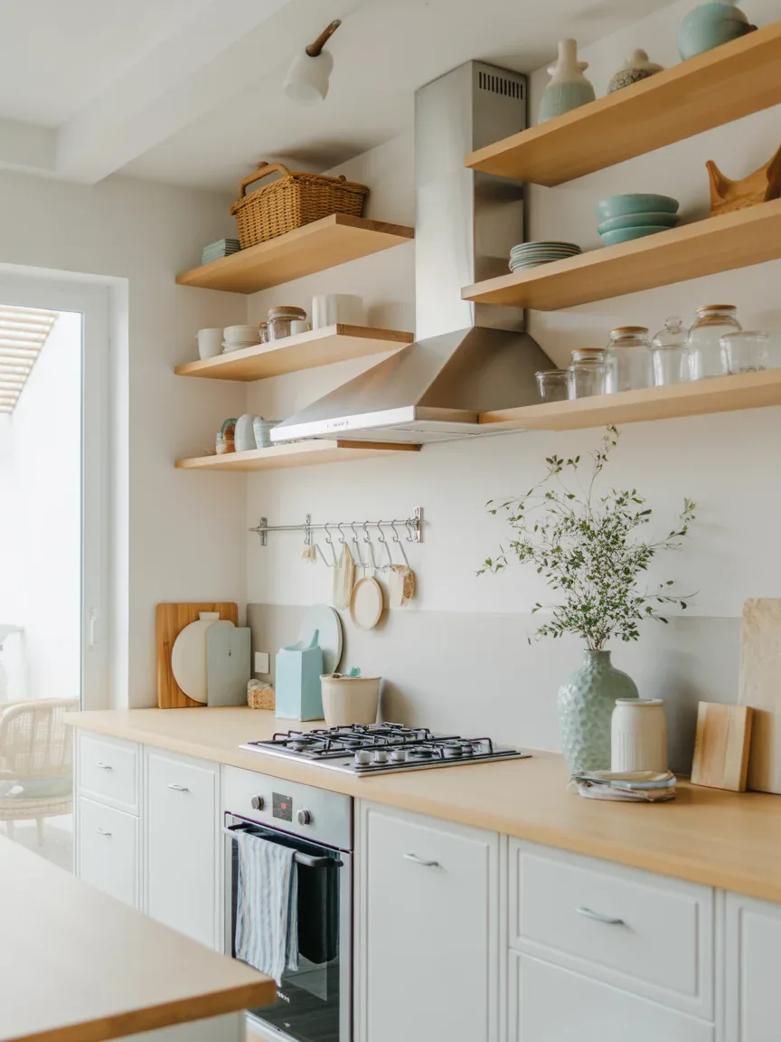 6. Coastal Kitchen With Breezy Open Shelves 6. Coastal Kitchen With Breezy Open Shelves