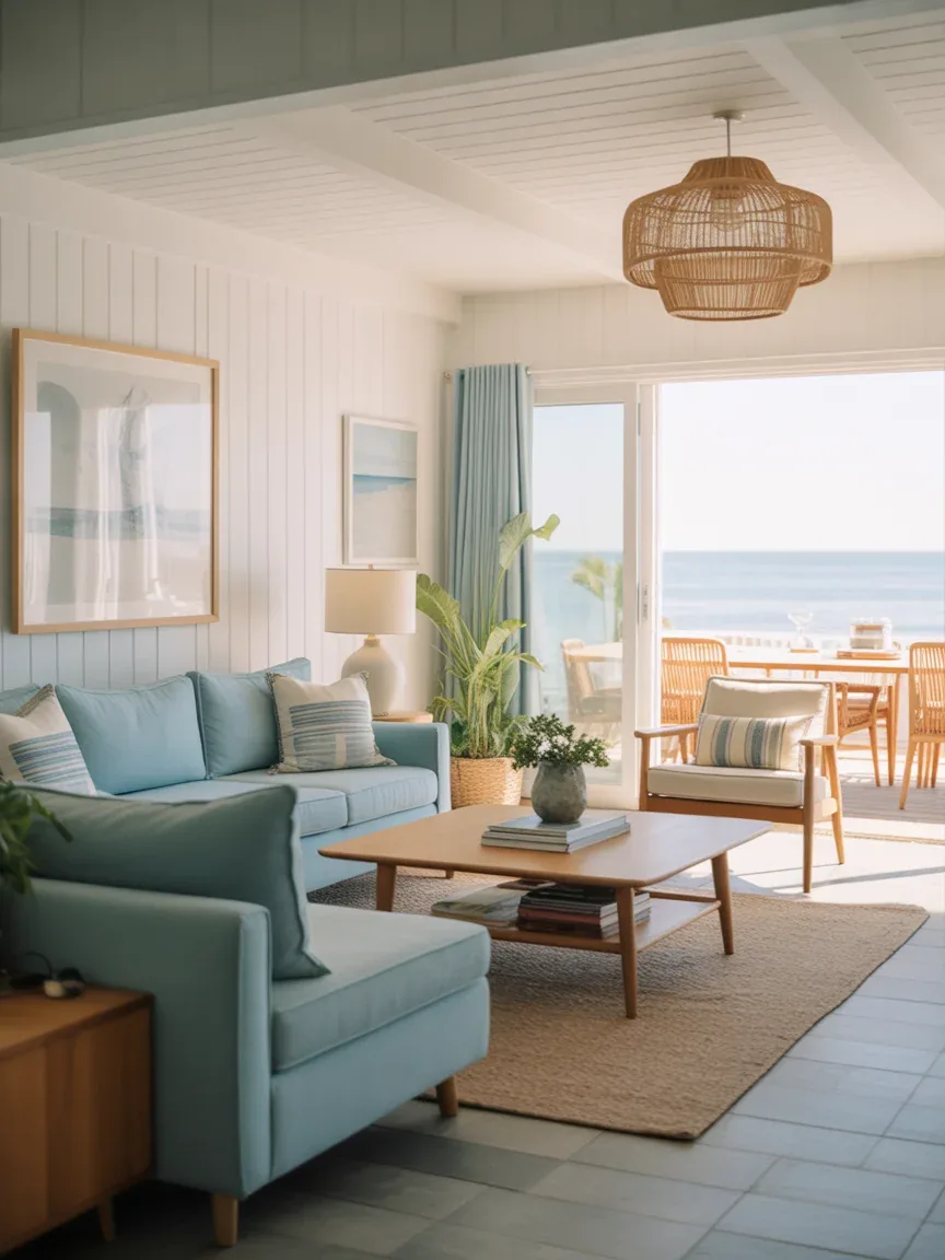 17. Coastal Mid-Century Living Room 17. Coastal Mid-Century Living Room