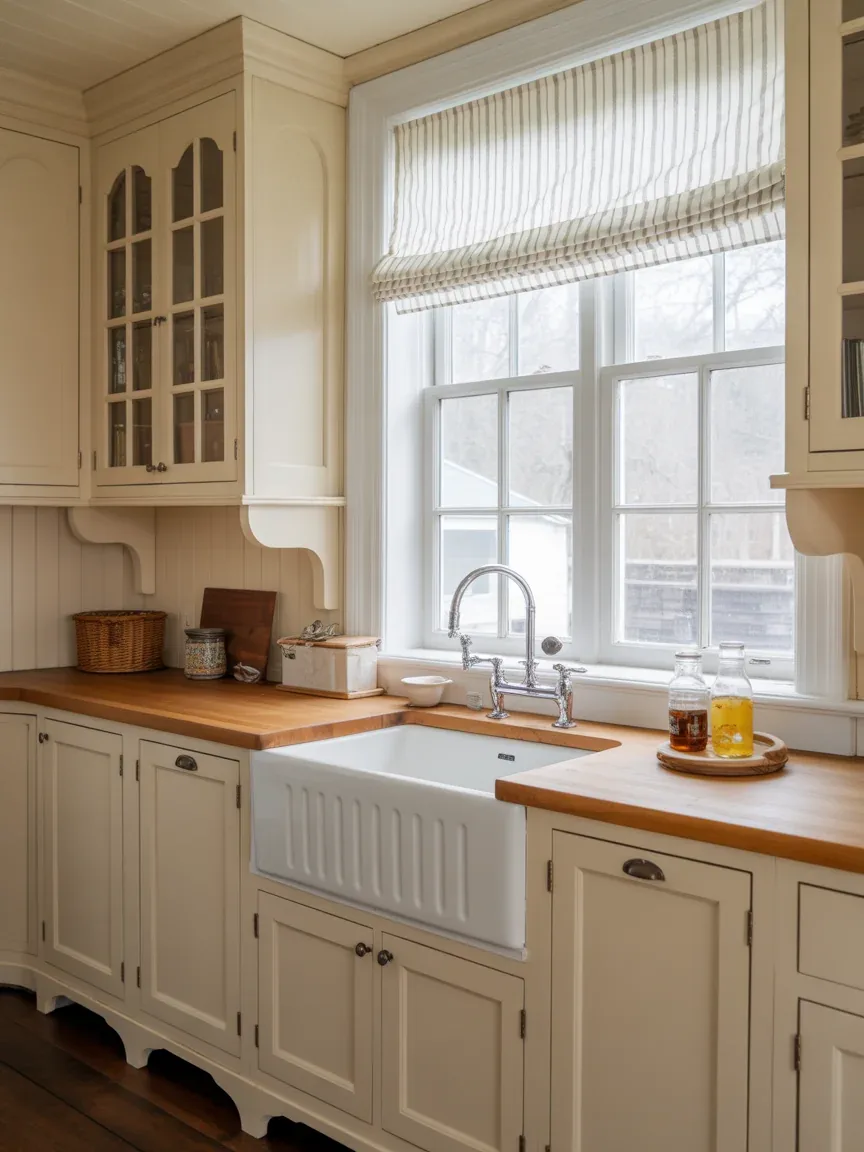 6. Colonial Farmhouse Kitchen With Apron Sink 6. Colonial Farmhouse Kitchen With Apron Sink