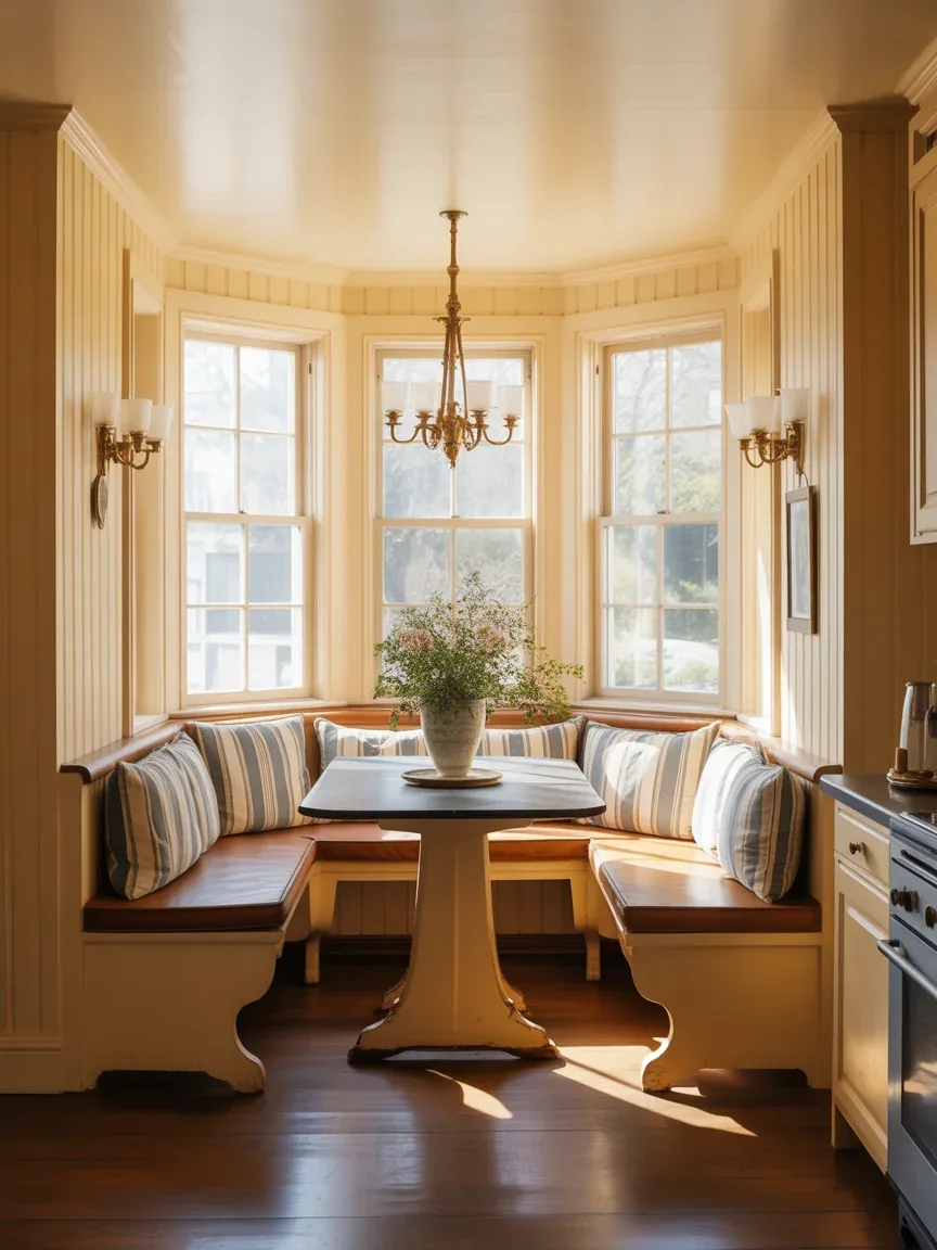 21. Colonial Kitchen With Built-In Breakfast Nook 21. Colonial Kitchen With Built-In Breakfast Nook