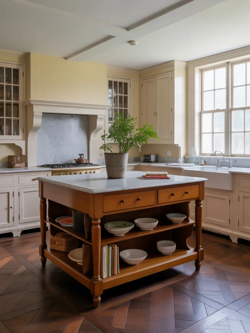 8. Colonial Kitchen With Furniture-Style Island 8. Colonial Kitchen With Furniture-Style Island