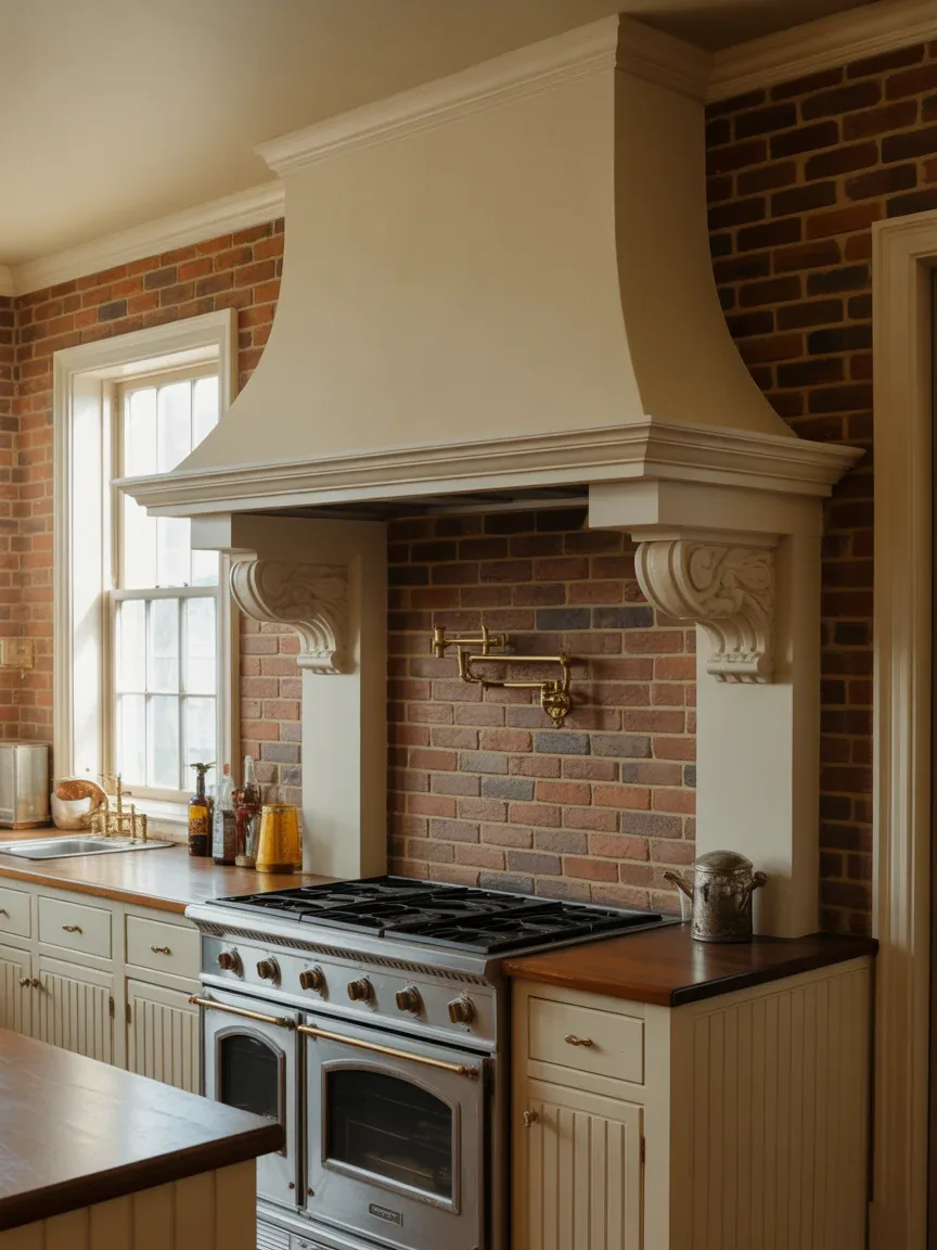 14. Colonial Kitchen With Open Hearth-Inspired Hood 14. Colonial Kitchen With Open Hearth-Inspired Hood