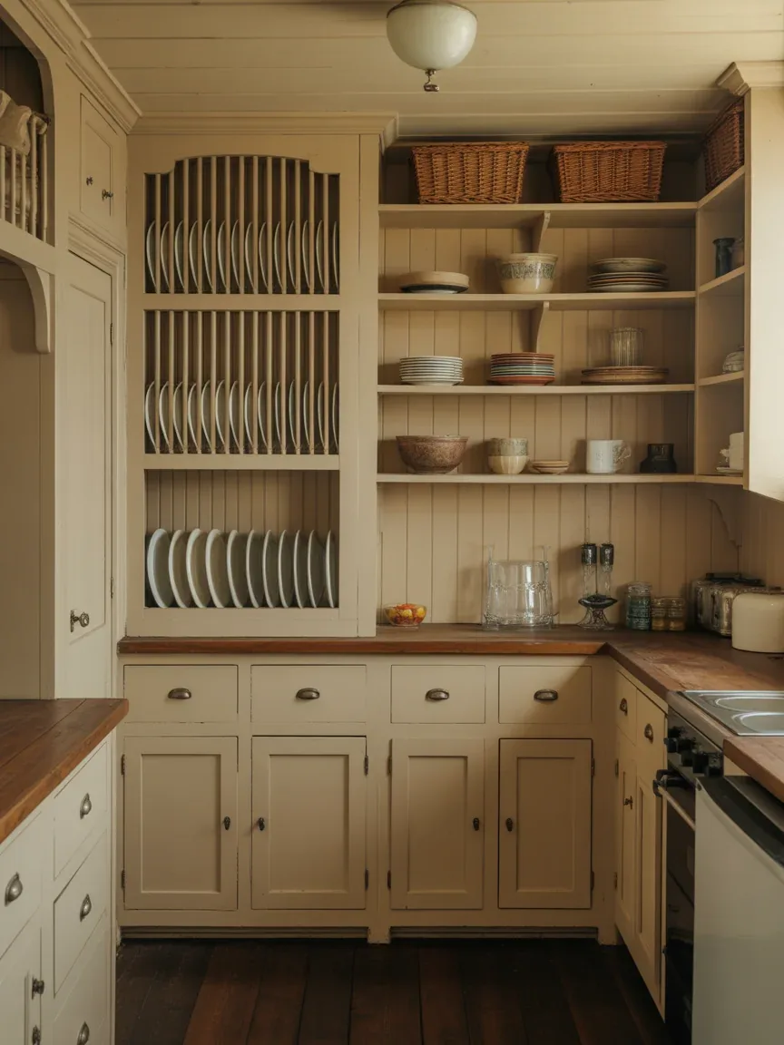 10. Colonial Pantry Kitchen With Built-In Plate Racks 10. Colonial Pantry Kitchen With Built-In Plate Racks
