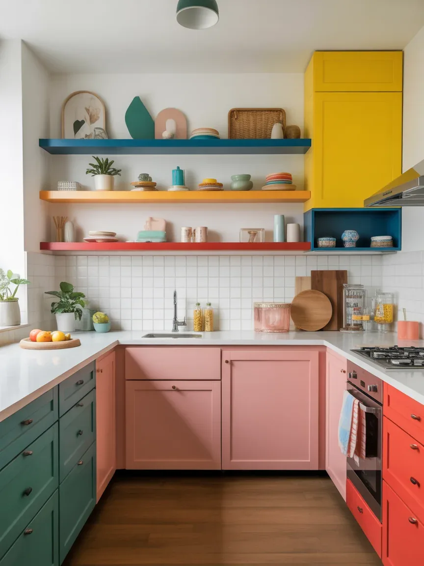 24. Color-Blocked Shelves for a Bold Statement 24. Color-Blocked Shelves for a Bold Statement