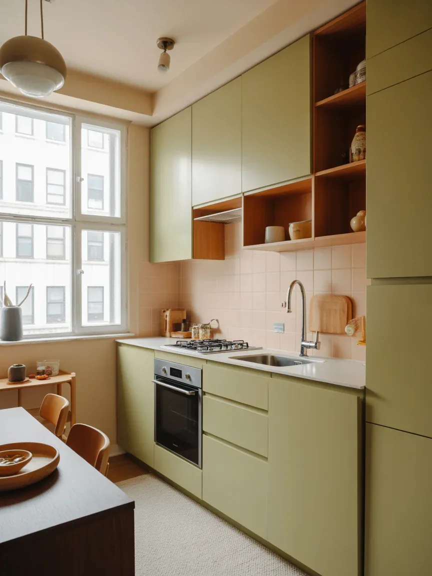 13. Compact Apartment Mid-Century Kitchen 13. Compact Apartment Mid-Century Kitchen