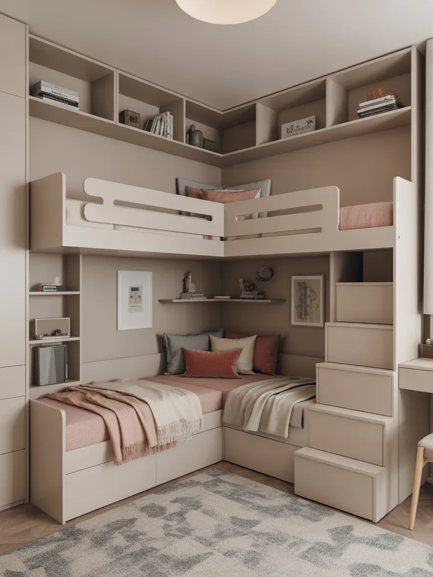 19. Compact Corner L-Shaped Bunks 19. Compact Corner L-Shaped Bunks