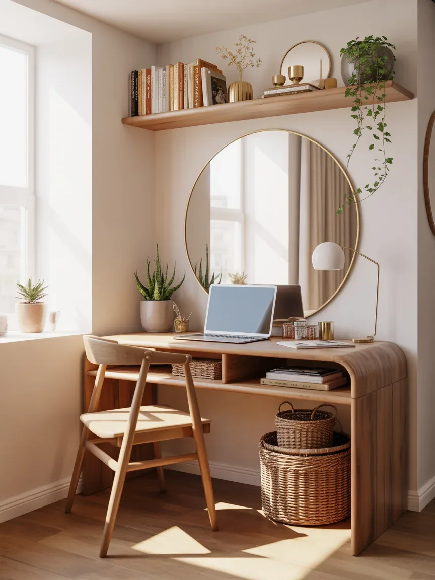 19. Compact Feminine Boho Office for Small Spaces 19. Compact Feminine Boho Office for Small Spaces