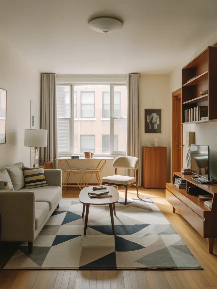 13. Compact Mid-Century Apartment Setup 13. Compact Mid-Century Apartment Setup