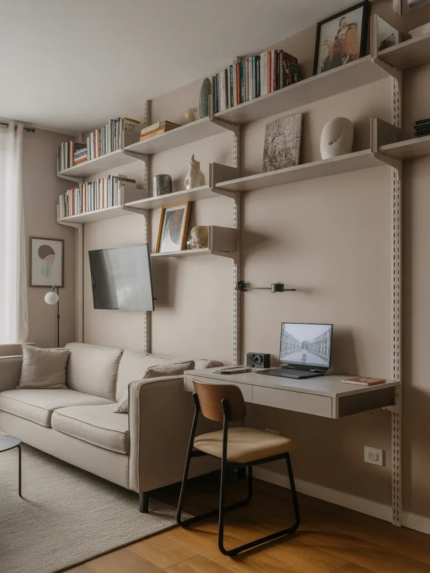 7. Compact Urban Living Room With Vertical Storage 7. Compact Urban Living Room With Vertical Storage