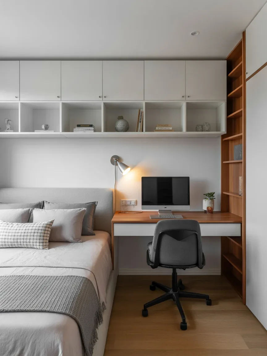 17. Compact Workspace Bedroom Combo 17. Compact Workspace Bedroom Combo