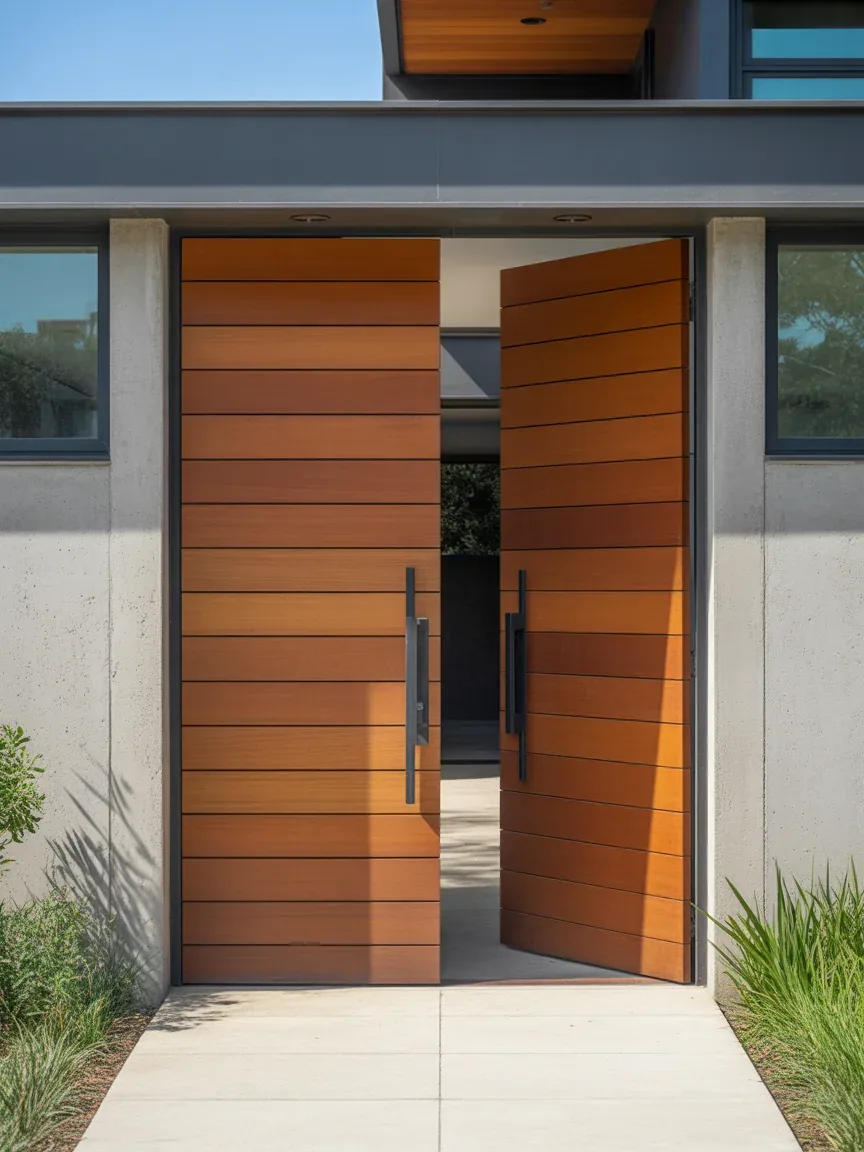 15. Contemporary Horizontal Slat Wooden Doors 15. Contemporary Horizontal Slat Wooden Doors