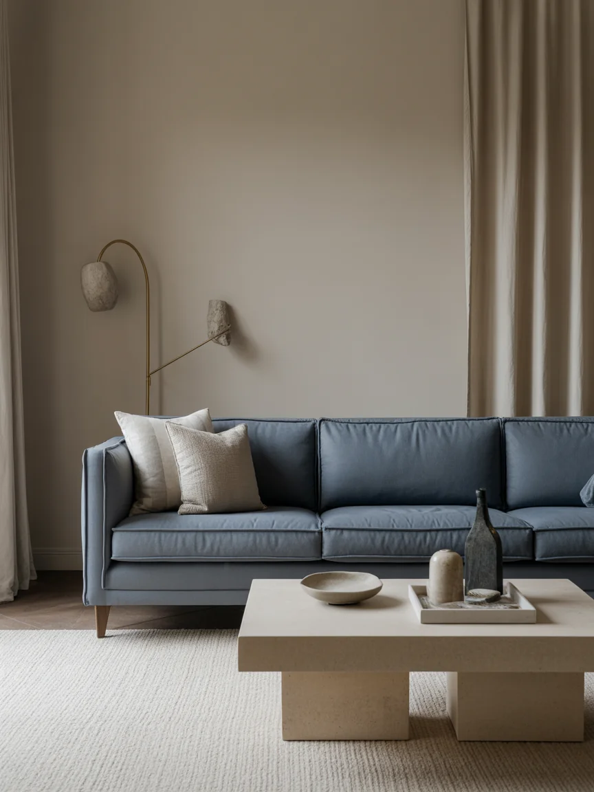 13. Contemporary Neutral With Blue Accent