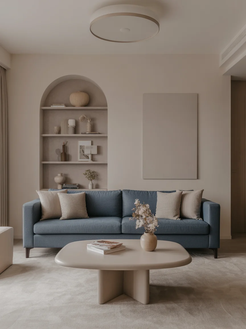 20. Contemporary Neutral With Subtle Blue Focus