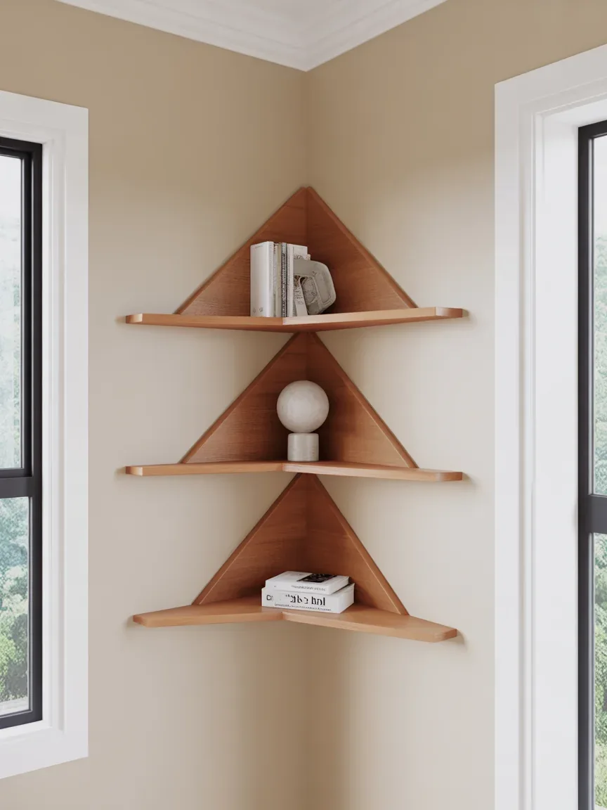 21. Corner Floating Triangle Shelves 21. Corner Floating Triangle Shelves
