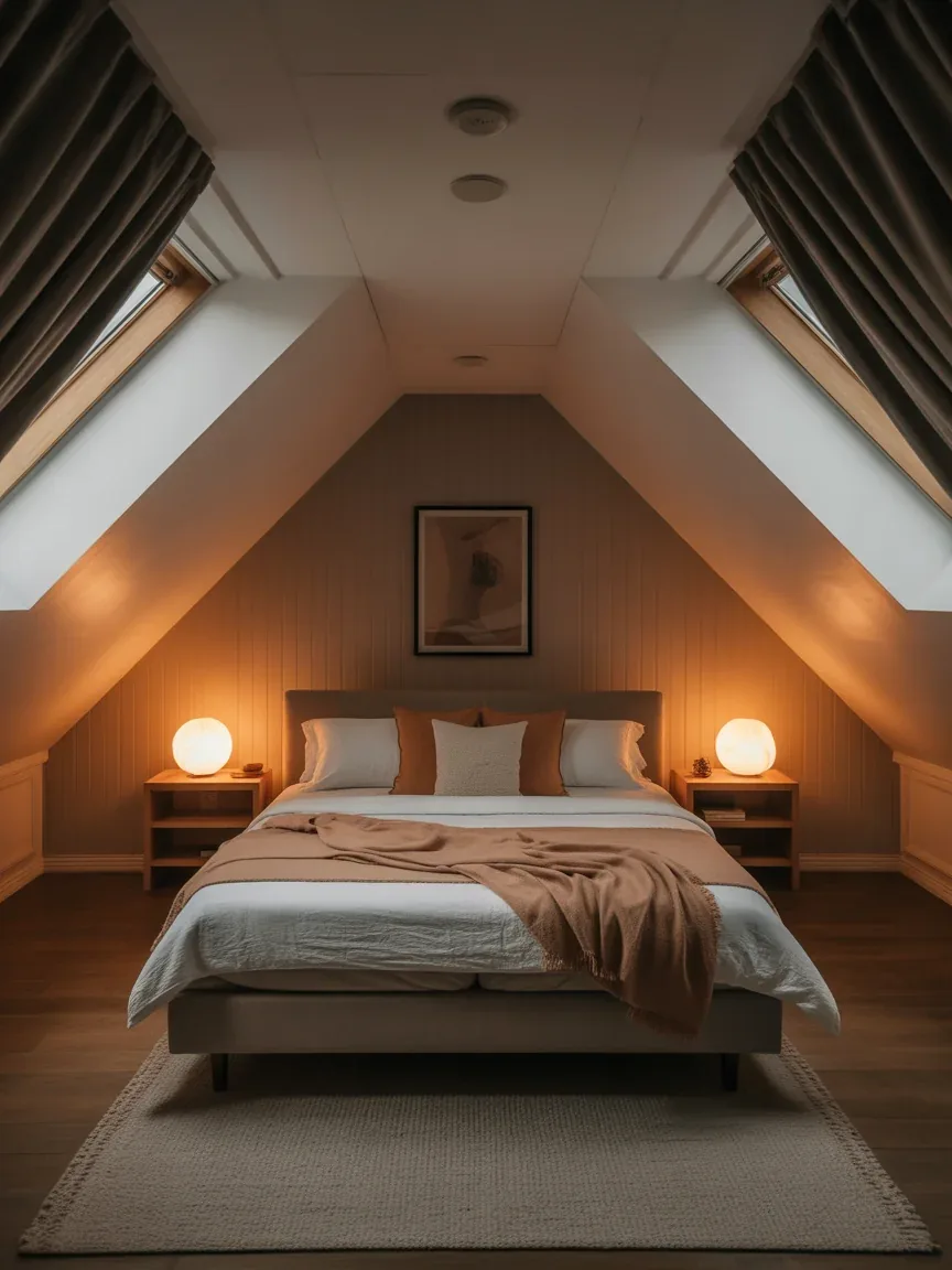 21. Cozy Attic Bedroom With Sloped Ceilings 21. Cozy Attic Bedroom With Sloped Ceilings