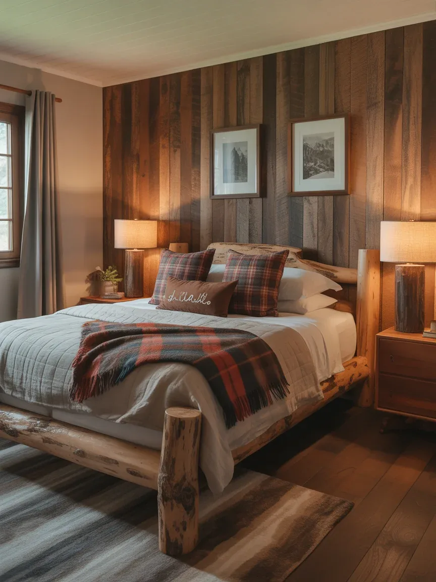 13. Cozy Cabin Feel With Woodgrain Wallpaper 13. Cozy Cabin Feel With Woodgrain Wallpaper