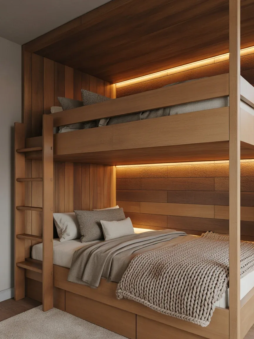 2. Cozy Cabin-Style Wooden Bunks 2. Cozy Cabin-Style Wooden Bunks