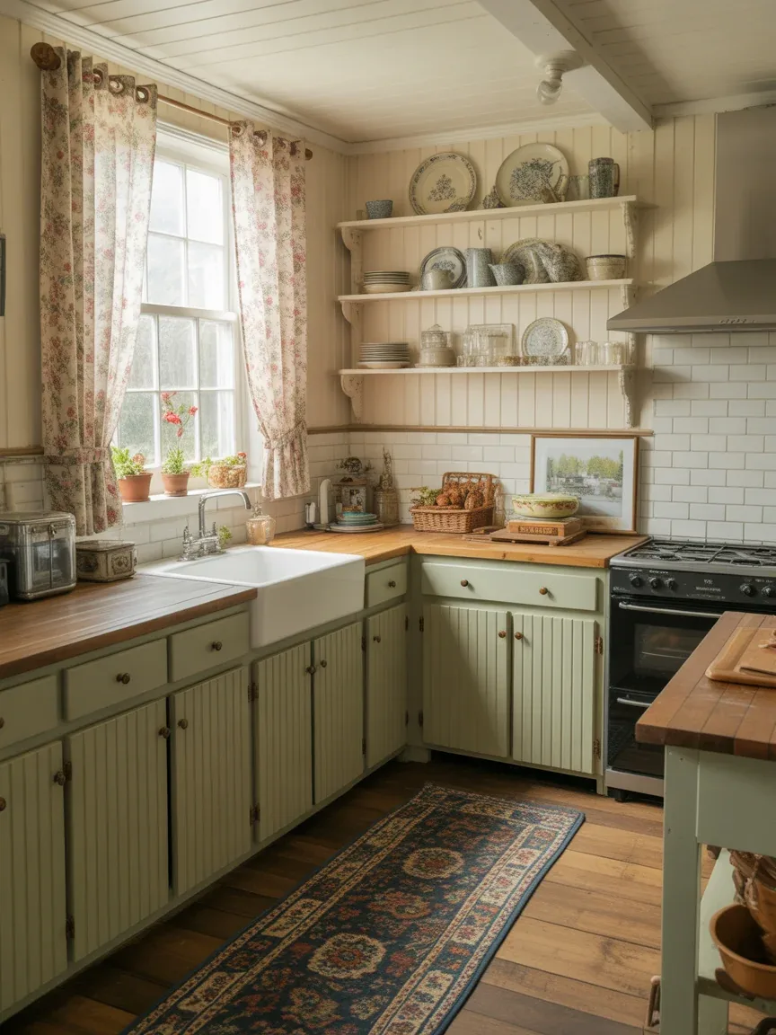 8. Cozy Cottage Kitchen With Floral Touches 8. Cozy Cottage Kitchen With Floral Touches