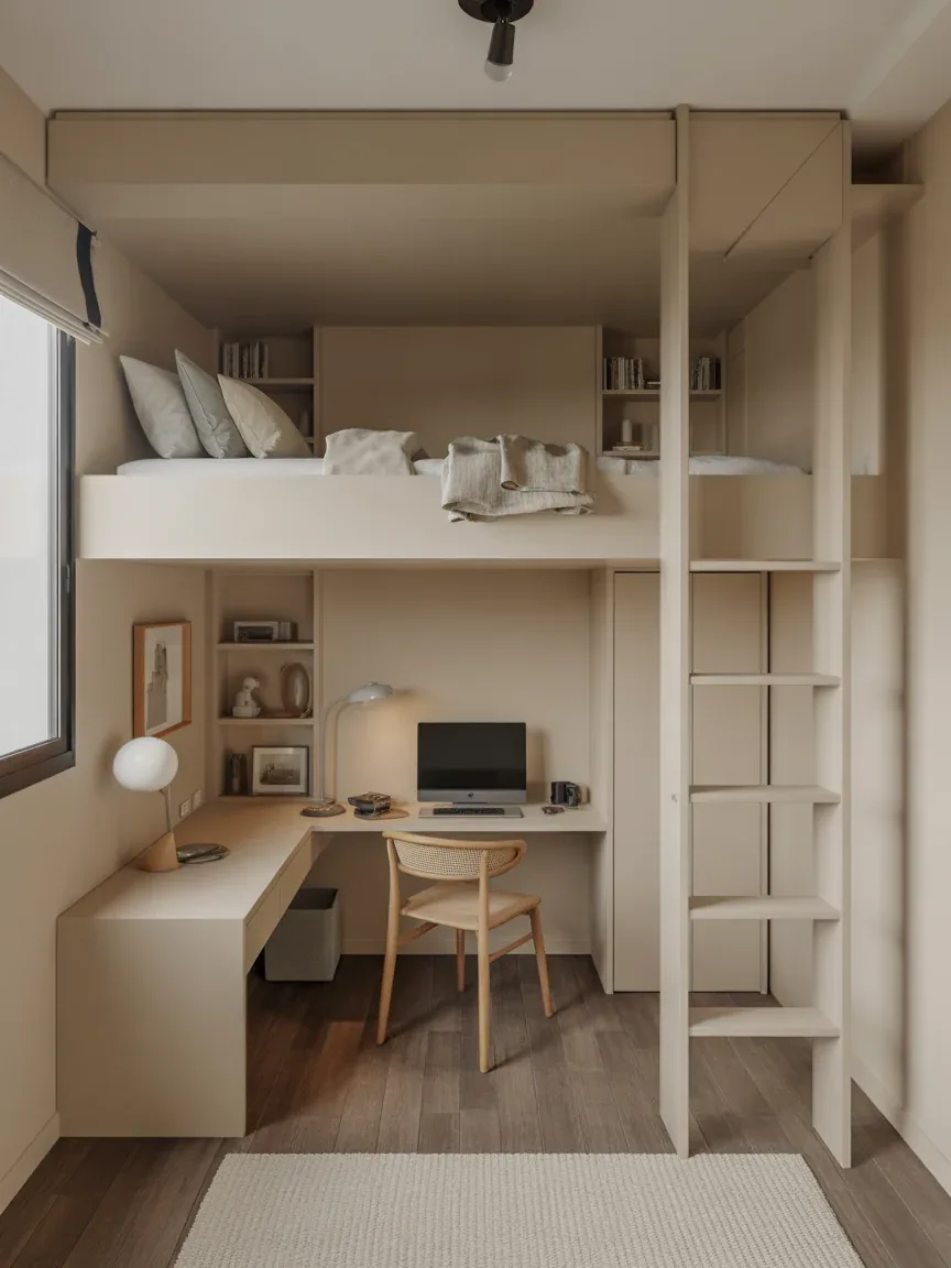 23. Cozy Loft-Style Small Bedroom Setup 23. Cozy Loft-Style Small Bedroom Setup