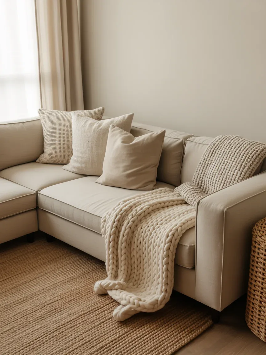 1. Cozy Neutral Haven With Layered Textures 1. Cozy Neutral Haven With Layered Textures