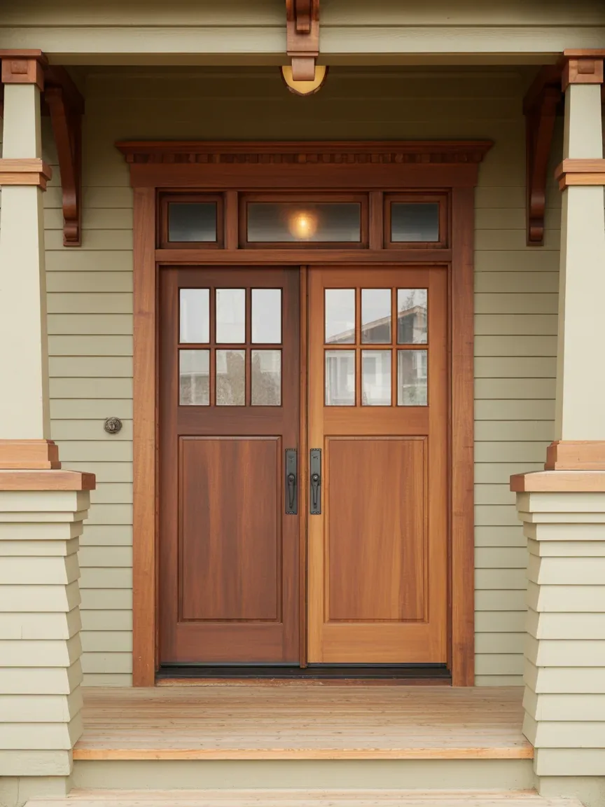 14. Craftsman-Style Double Doors 14. Craftsman-Style Double Doors