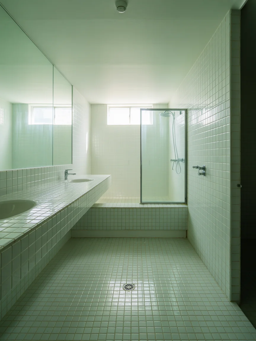 1. Crisp White Spa With Glossy Finishes