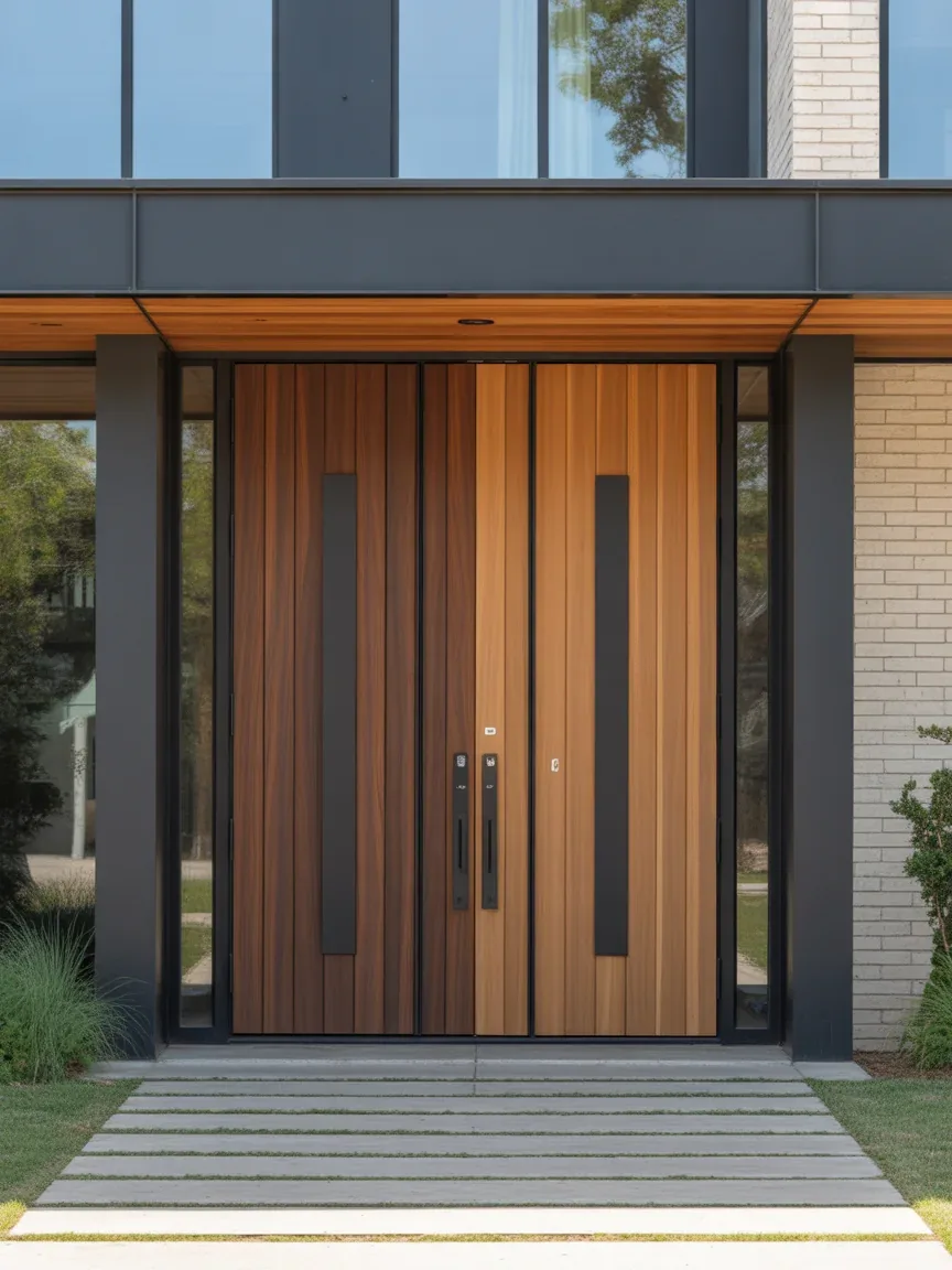 20. Custom Mixed-Tone Modern Wood Double Doors 20. Custom Mixed-Tone Modern Wood Double Doors