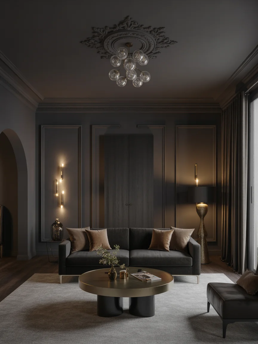 13. Dark and Moody Luxe Lounge