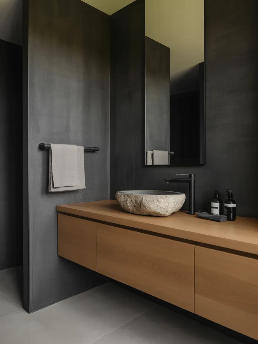 11. Dark Japandi Zen Bathroom 11. Dark Japandi Zen Bathroom