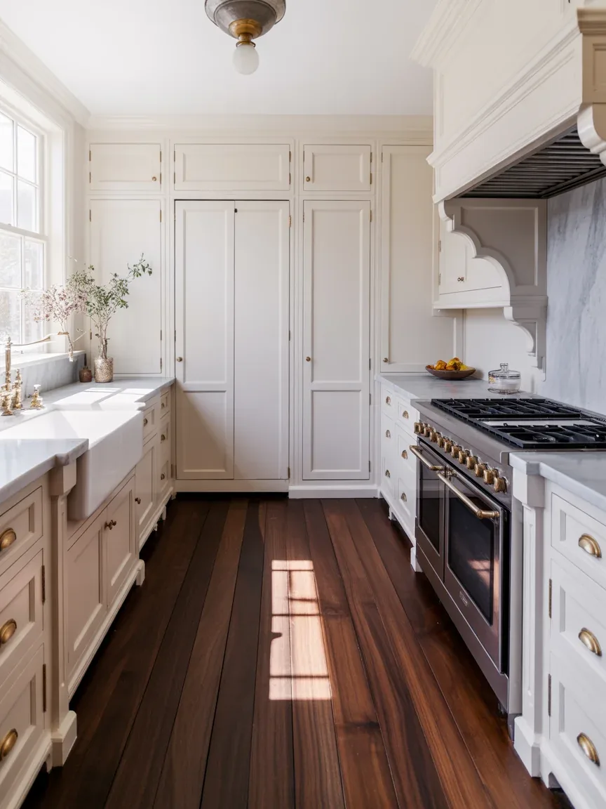 16. Dark Walnut Flooring for High-Contrast Farmhouse Elegance 16. Dark Walnut Flooring for High-Contrast Farmhouse Elegance