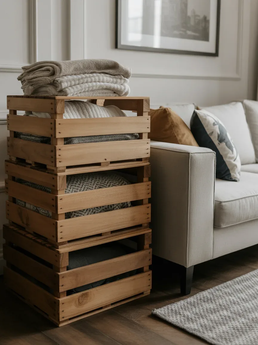 20. Decorative Crate Blanket Stack 20. Decorative Crate Blanket Stack