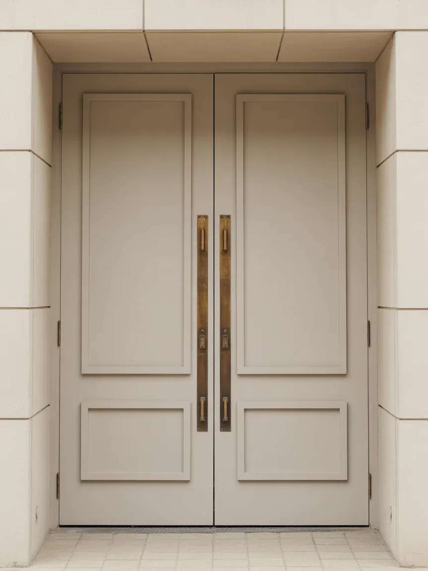 14. Double Doors With Bold Hardware Focus 14. Double Doors With Bold Hardware Focus