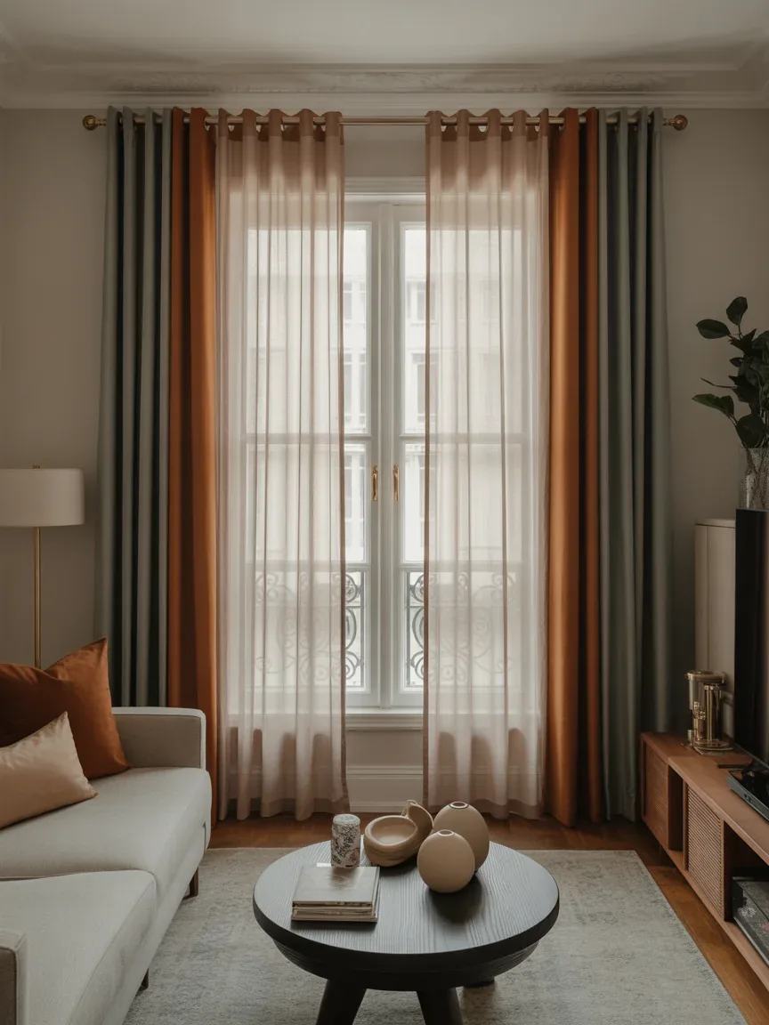 5. Double Rod Luxury With Contrast Curtains 5. Double Rod Luxury With Contrast Curtains