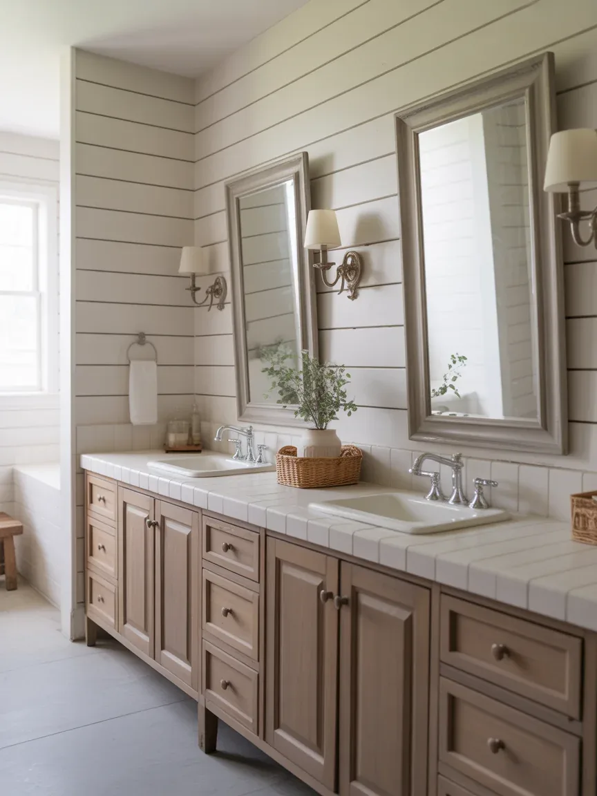 7. Double Vanity Farmhouse Spa Bathroom 7. Double Vanity Farmhouse Spa Bathroom