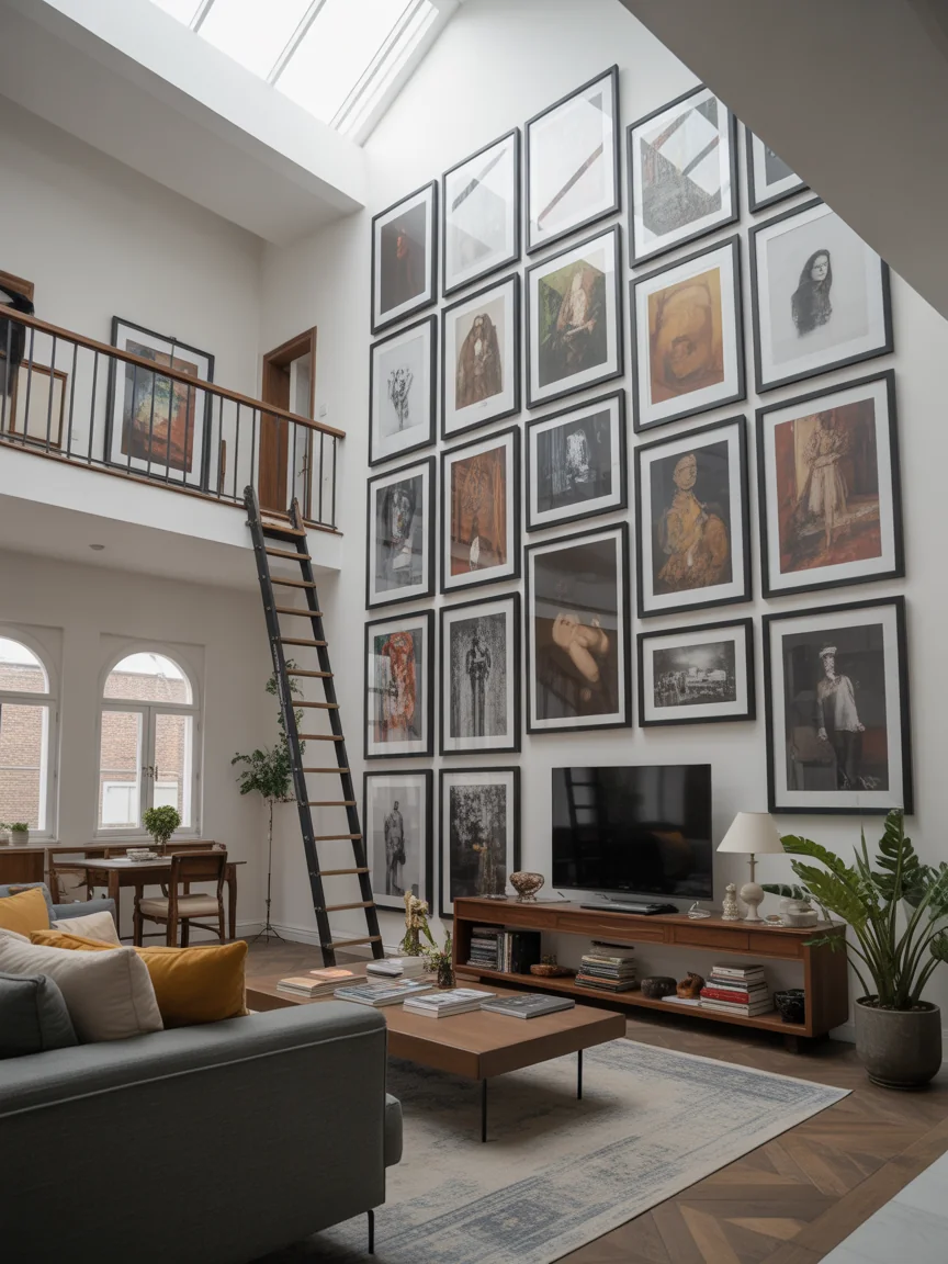 3. Double-Height Gallery Wall Drama