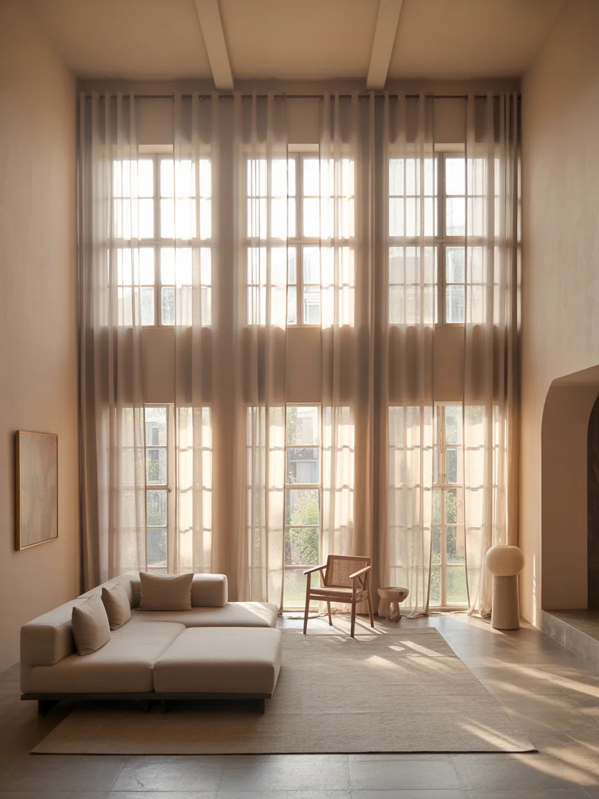 2. Double-Height Windows With Sheer Drama